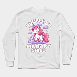 Cute Unicorn Purple Up Military Child Long Sleeve T-Shirt